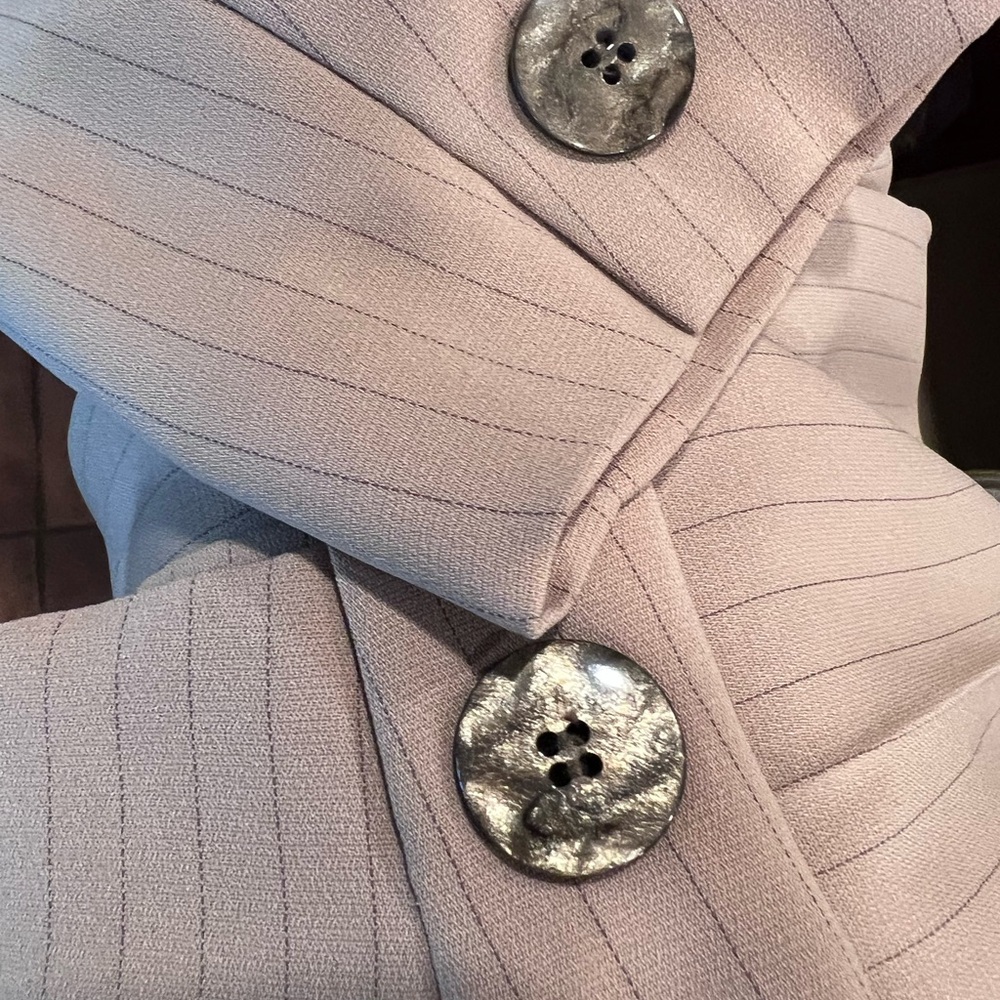 Jones New York Suit Petite One-Button Blazer. Size 6P, Tan with Black Stripes - Picture 8 of 16